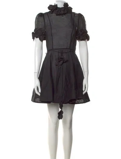Pre-owned Zimmermann Linen Mini Dress In Black