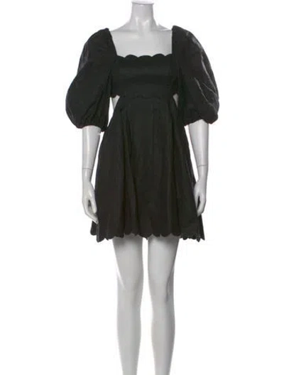 Pre-owned Zimmermann Linen Mini Dress In Black