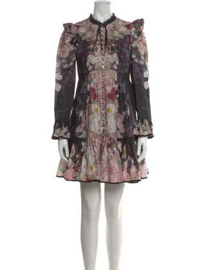 Pre-owned Zimmermann Linen Mini Dress In Black