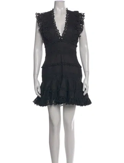 Pre-owned Zimmermann Linen Mini Dress In Black
