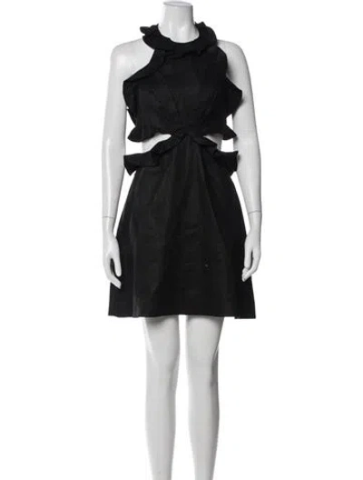 Pre-owned Zimmermann Linen Mini Dress In Black