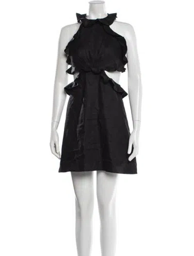 Pre-owned Zimmermann Linen Mini Dress In Black
