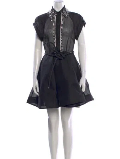 Pre-owned Zimmermann Linen Mini Dress In Black