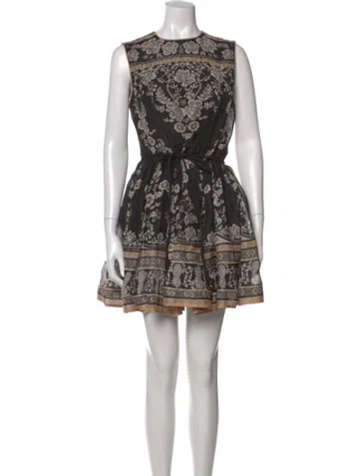 Pre-owned Zimmermann Linen Mini Dress In Black