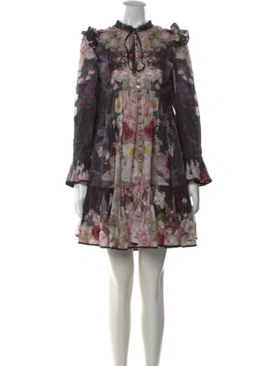 Pre-owned Zimmermann Linen Mini Dress In Black
