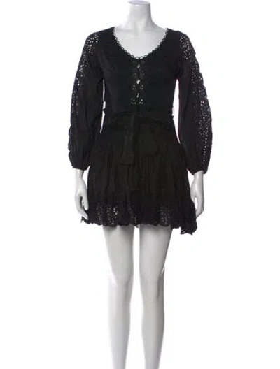 Pre-owned Zimmermann Linen Mini Dress In Black