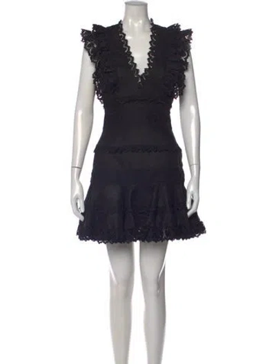 Pre-owned Zimmermann Linen Mini Dress In Black