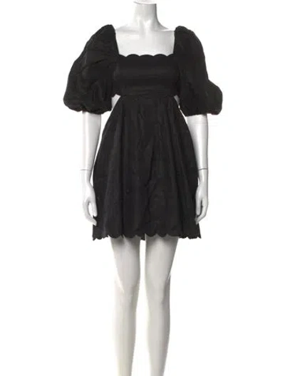 Pre-owned Zimmermann Linen Mini Dress In Black