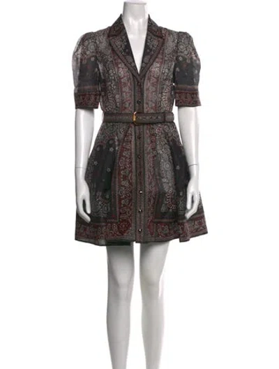 Pre-owned Zimmermann Linen Mini Dress In Black