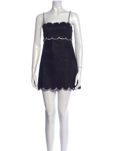 Pre-owned Zimmermann Linen Mini Dress In Black