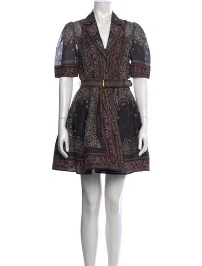Pre-owned Zimmermann Linen Mini Dress In Black