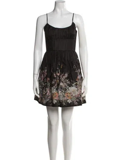 Pre-owned Zimmermann Linen Mini Dress In Black