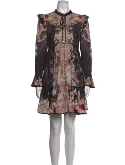 Pre-owned Zimmermann Linen Mini Dress In Black