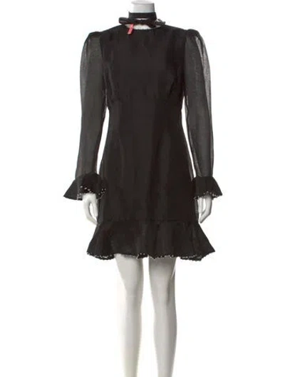 Pre-owned Zimmermann Linen Mini Dress In Black