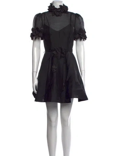 Pre-owned Zimmermann Linen Mini Dress In Black