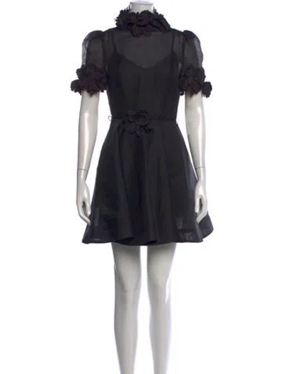 Pre-owned Zimmermann Linen Mini Dress In Black