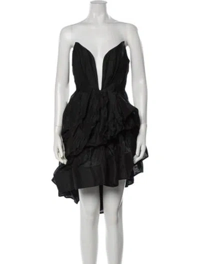 Pre-owned Zimmermann Linen Mini Dress In Black