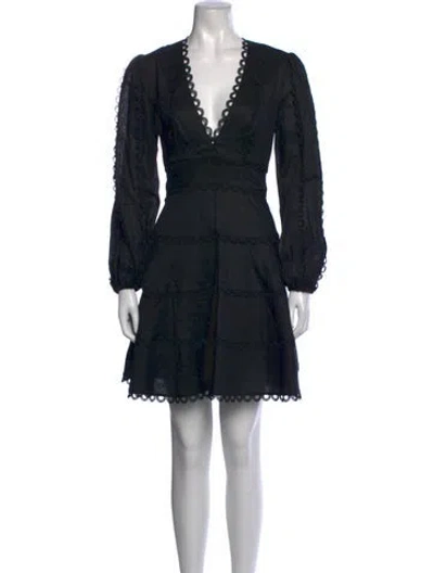 Pre-owned Zimmermann Linen Mini Dress In Black
