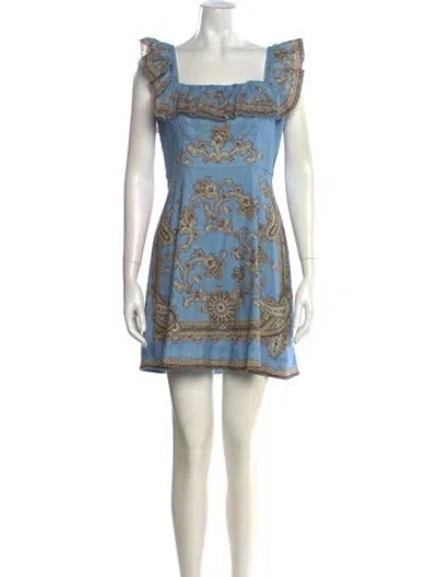 Pre-owned Zimmermann Linen Mini Dress In Blue