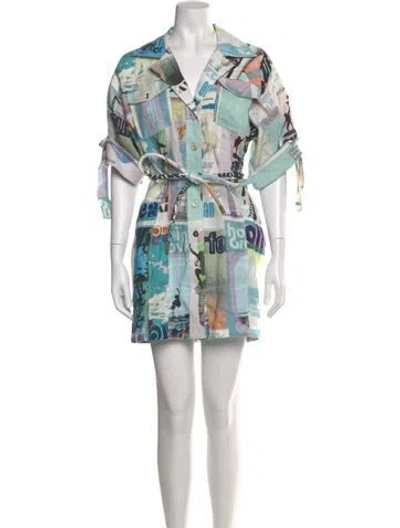 Pre-owned Zimmermann Linen Mini Dress In Blue