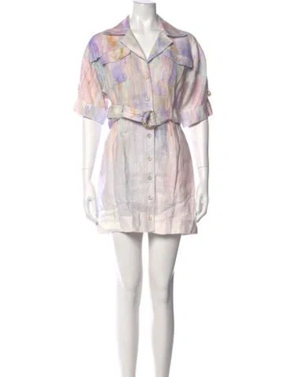 Pre-owned Zimmermann Linen Mini Dress In Blue