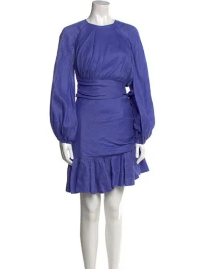 Pre-owned Zimmermann Linen Mini Dress In Blue
