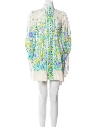 Pre-owned Zimmermann Linen Mini Dress In Blue