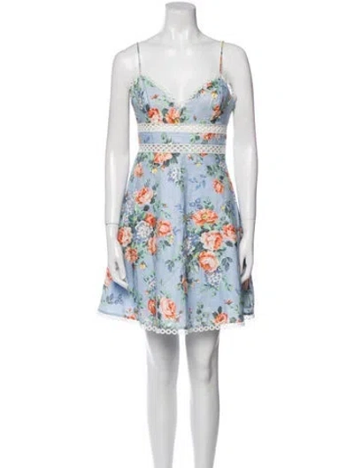 Pre-owned Zimmermann Linen Mini Dress In Blue