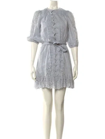 Pre-owned Zimmermann Linen Mini Dress In Blue