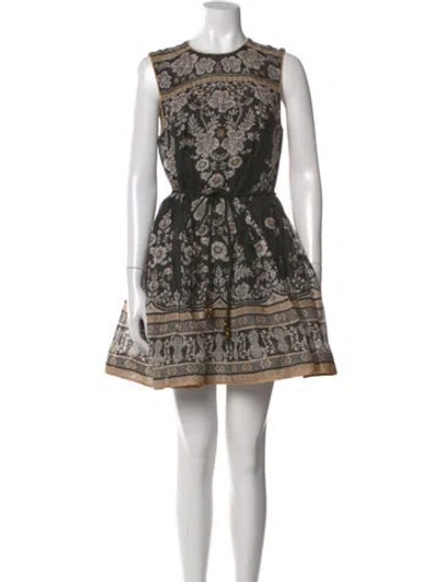 Pre-owned Zimmermann Linen Mini Dress In Blue