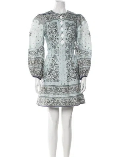 Pre-owned Zimmermann Linen Mini Dress In Blue