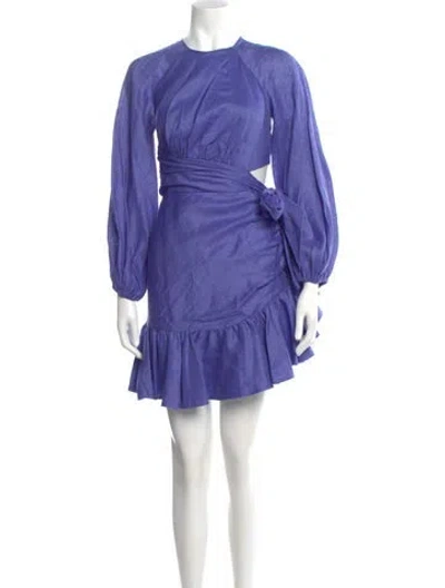 Pre-owned Zimmermann Linen Mini Dress In Blue
