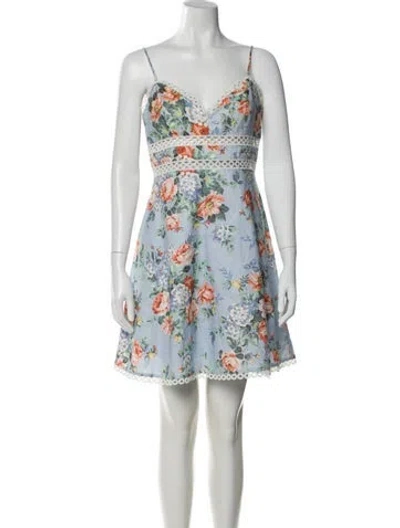 Pre-owned Zimmermann Linen Mini Dress In Blue