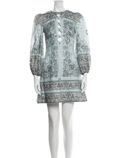 Pre-owned Zimmermann Linen Mini Dress In Blue
