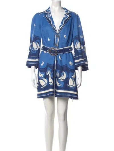 Pre-owned Zimmermann Linen Mini Dress In Blue