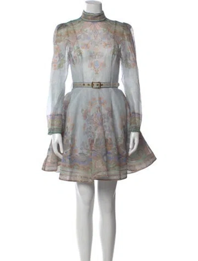Pre-owned Zimmermann Linen Mini Dress In Blue