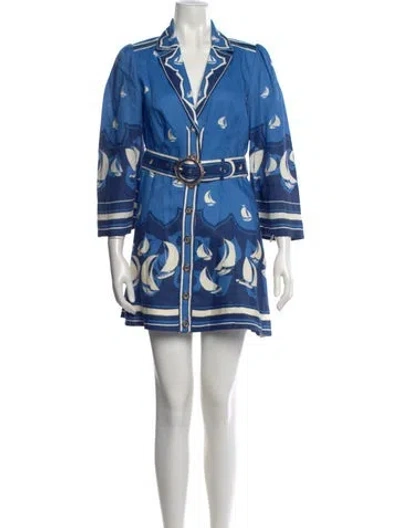 Pre-owned Zimmermann Linen Mini Dress In Blue