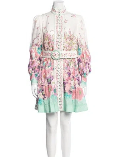 Pre-owned Zimmermann Linen Mini Dress In Blue