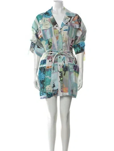 Pre-owned Zimmermann Linen Mini Dress In Blue