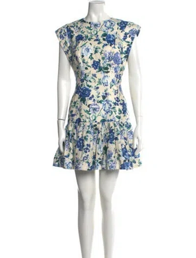Pre-owned Zimmermann Linen Mini Dress In Blue