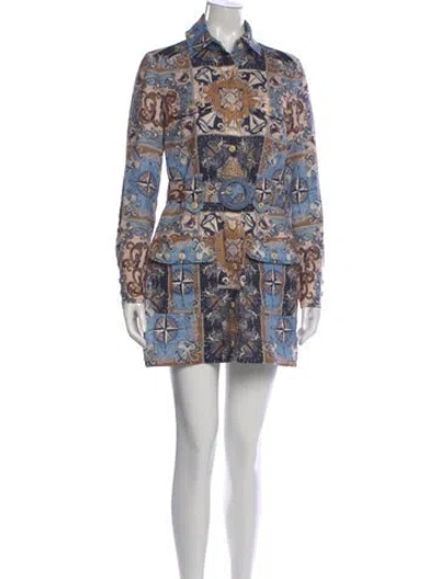 Pre-owned Zimmermann Linen Mini Dress In Blue