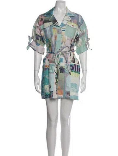 Pre-owned Zimmermann Linen Mini Dress In Blue