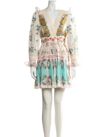 Pre-owned Zimmermann Linen Mini Dress In Blue