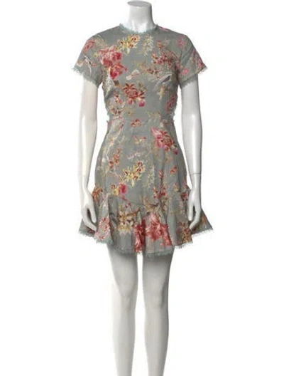 Pre-owned Zimmermann Linen Mini Dress In Blue