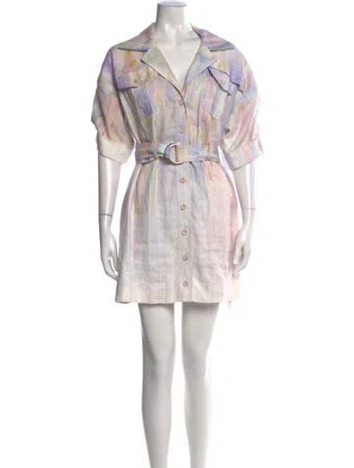 Pre-owned Zimmermann Linen Mini Dress In Blue