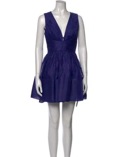 Pre-owned Zimmermann Linen Mini Dress In Blue