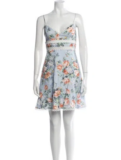 Pre-owned Zimmermann Linen Mini Dress In Blue