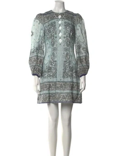 Pre-owned Zimmermann Linen Mini Dress In Blue