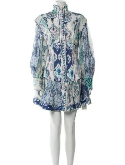 Pre-owned Zimmermann Linen Mini Dress In Blue