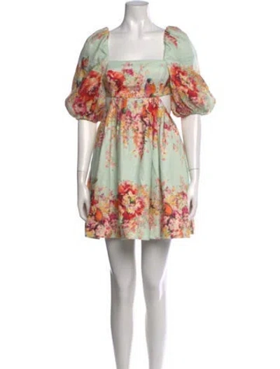 Pre-owned Zimmermann Linen Mini Dress In Blue